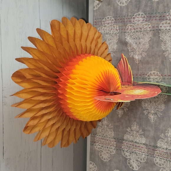 Vintage | 90s Large Honeycomb Turkey Paper Party Decoration | Thanksgiving Fall - Picture 9 of 12